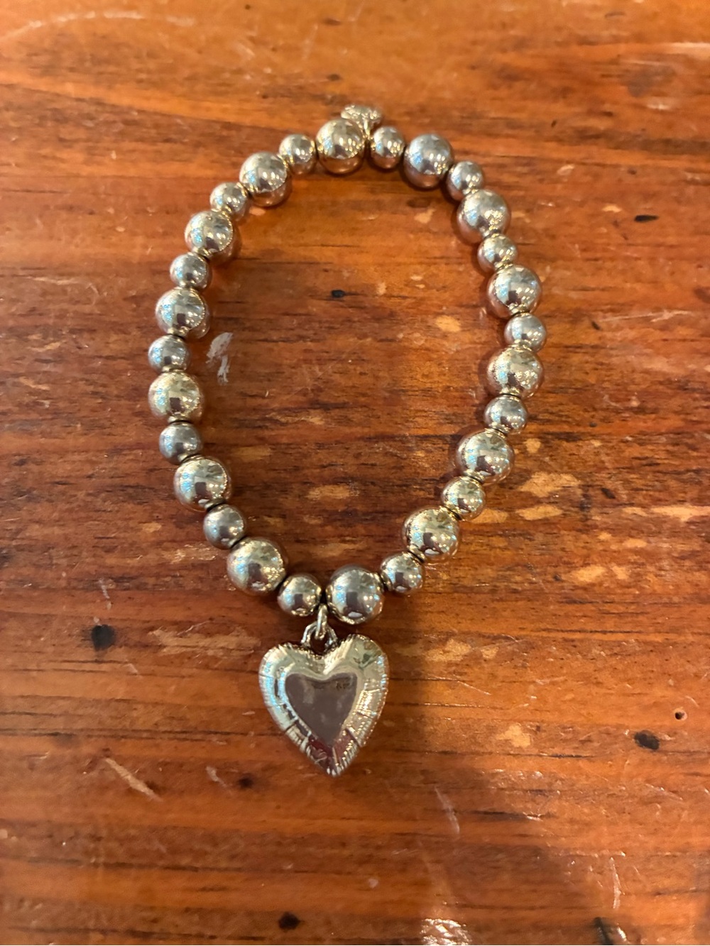 J. Crew Factory Silver Bead Bracelet with Heart Charm